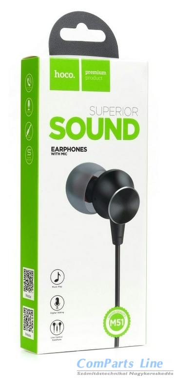 Hoco M51 mikrofonos fülhallgató fekete