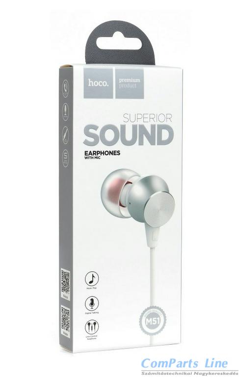 Hoco M51 mikrofonos fülhallgató fehér