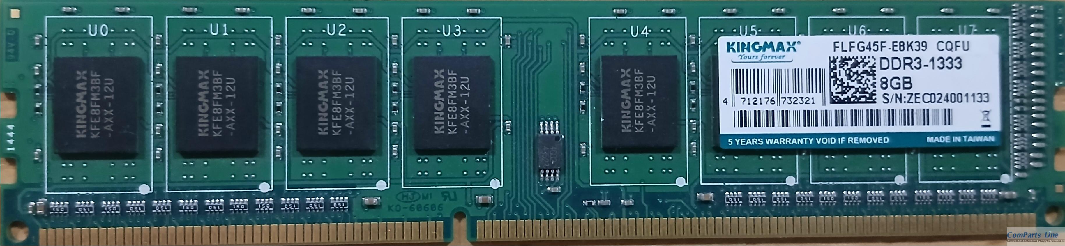 LEÉRTÉKELT TERMÉK - 8GB 1333Mhz Kingmax DDR3 RAM
