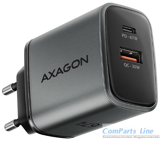 Hálózati tölt? 1xUSB + 1xUSB-C aljzattal Axagon 67W GaN ACU-PQ67