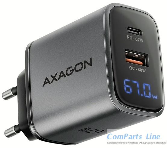 Hálózati tölt? 1xUSB + 1xUSB-C aljzattal Axagon 67W GaN ACU-PQ67D