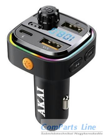 Autós tölt? 2xUSB + 1xUSB-C aljzattal Akai FMT-26BT FM Transmitter +Bluetooth