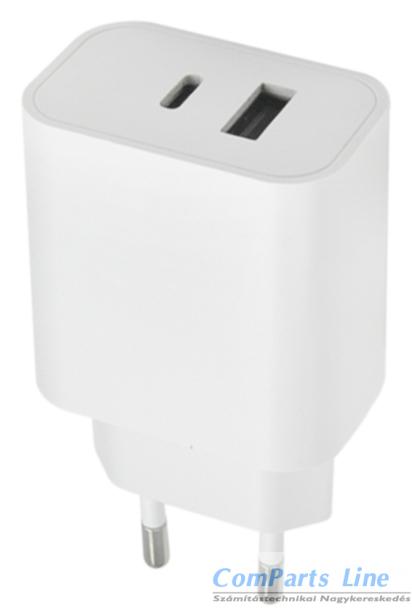Hálózati tölt? 1xUSB + 1xUSB-C aljzattal Maxlife 20W MXTC-06