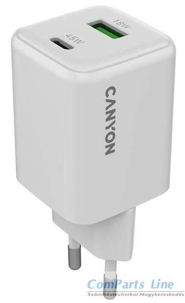Hálózati tölt? 1xUSB + 1xUSB-C aljzattal Canyon 45W CNS-CUW45AC