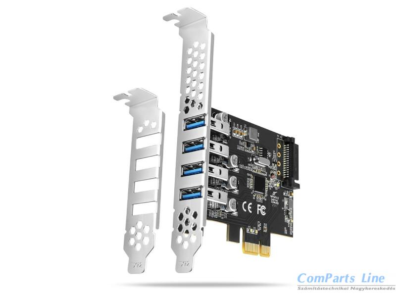 I/O kártya PCI-E 2.0 1x - 4xUSB 3.2 gen1 port Axagon PCEU-43RS