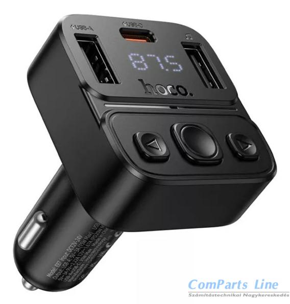 Autós tölt? 2xUSB + 1xUSB-C aljzattal Hoco 35W E87 FM Transmitter +Bluetooth