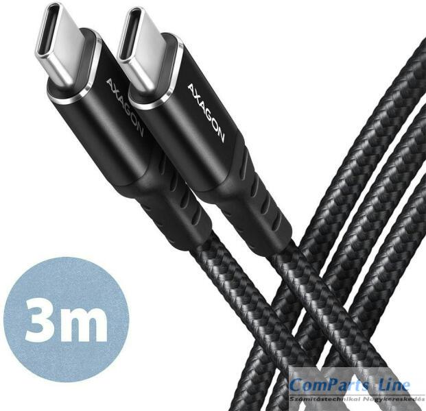 USB 2.0 C-C kábel 3m Axagon PD 60W BUCM-CM30AB