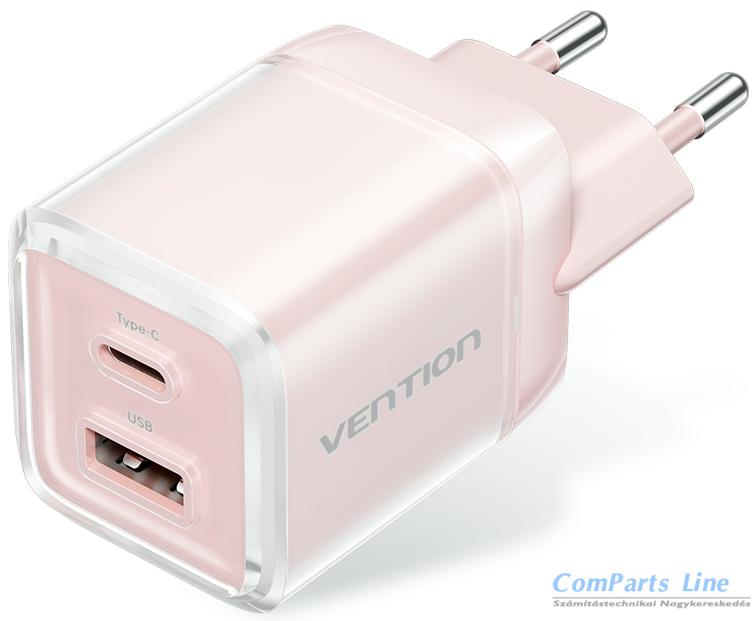 Hálózati tölt? 1xUSB + 1xUSB-C aljzattal Vention 70W GaN FCGP0-EU