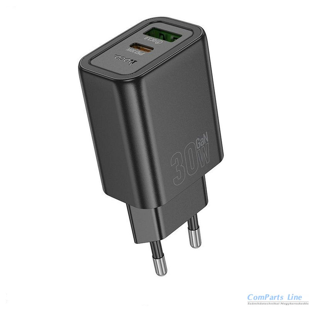 Hálózati tölt? 1xUSB + 1xUSB-C aljzattal Hoco 30W PD N63