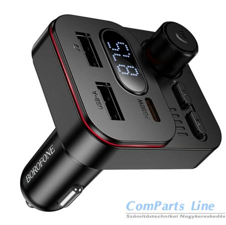 Autós tölt? 2xUSB + 1xUSB-C aljzattal Borofone 45W BC61 FM Transmitter